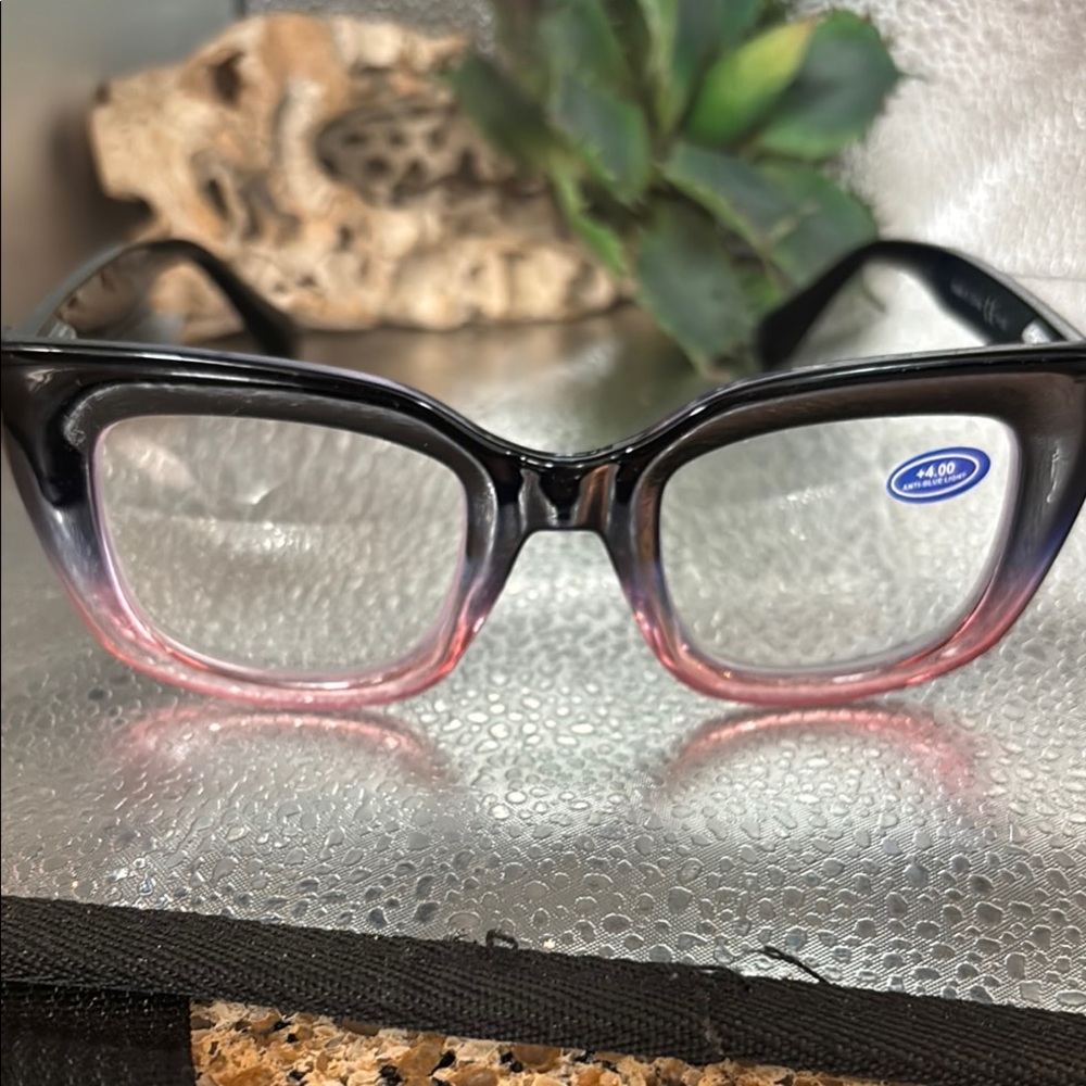Chic Brown/Pink Gradient Square 4x Reading Glasses - image 2